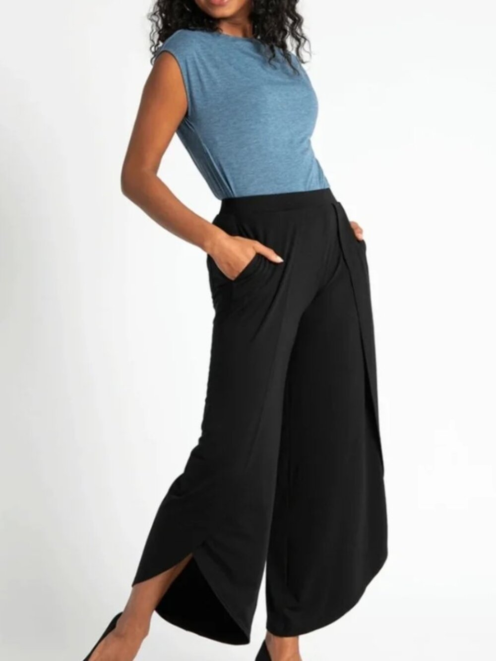 New Betabrand Black Wide Leg All Day Loungers Dress Pant Yoga Pants Large